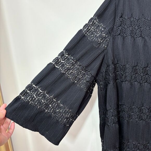 Catherines Black Lace Tunic Top sz 2X Textured Witchy Dark Romantic Whimsigoth - Picture 2 of 11